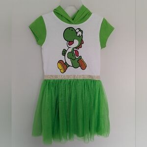 Yoshi Nintendo Super Mario Costume Hooded Dress Girls Size XS Tulle Tutu Epic